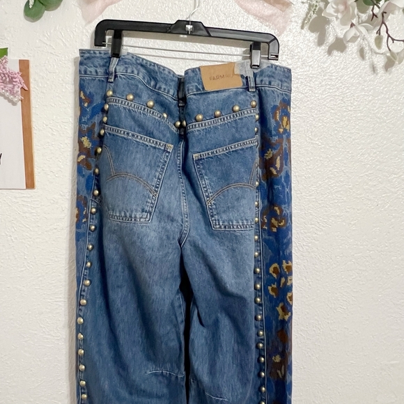 NWT Farm Rio Denim Metal Details Embroidered High Waist Jeans - Picture 9 of 11